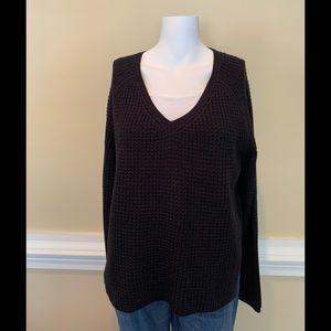 Vero Moda Black V Neck Waffle Sweater Size M NWT